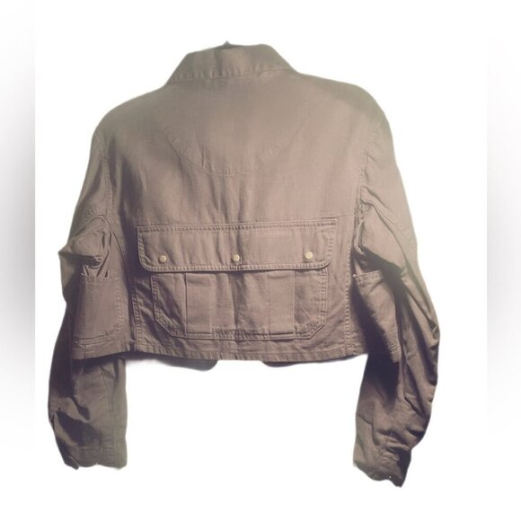 NWT Banana Republic cropped utility oversized black denim long sleeve jacket XS - Picture 3 of 5